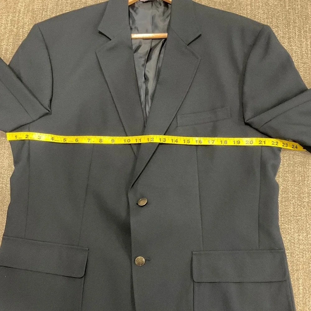 Edwards 2-Button‎ Blazer Suit Jacket Sport Coat Textured Woven Blue Navy 40R